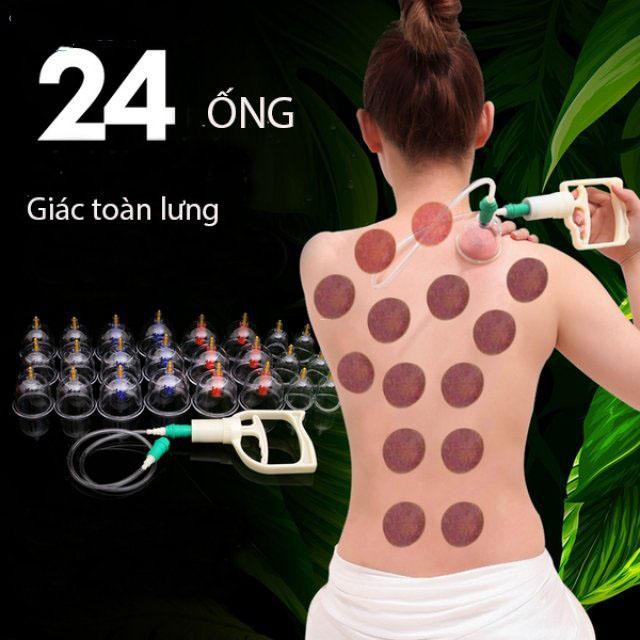 Bộ Giác Hơi Không Dùng Lửa 24 Phụ Kiện kích thích tuần hoàn máu, loại bỏ các độc tố trong cơ thể