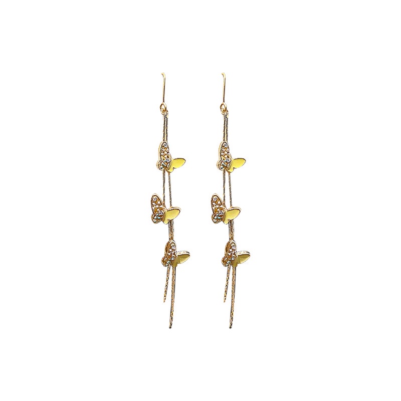 Khuyên tai dài tua rua hình bướm thời trang xinh xắn cho nữ