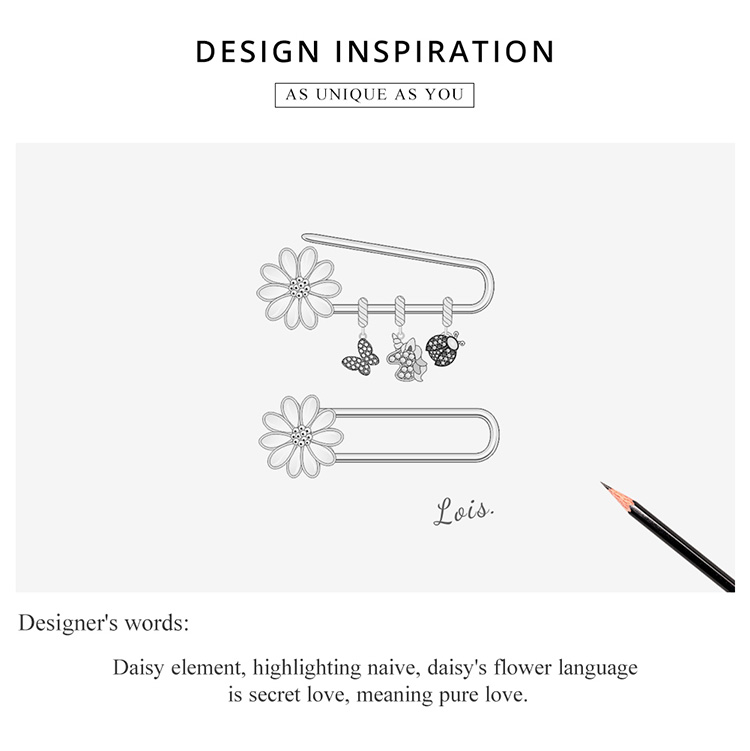 Ghim cài BAMOER BSX004 bạc 925 mặt kiểu hoa cúc thời trang