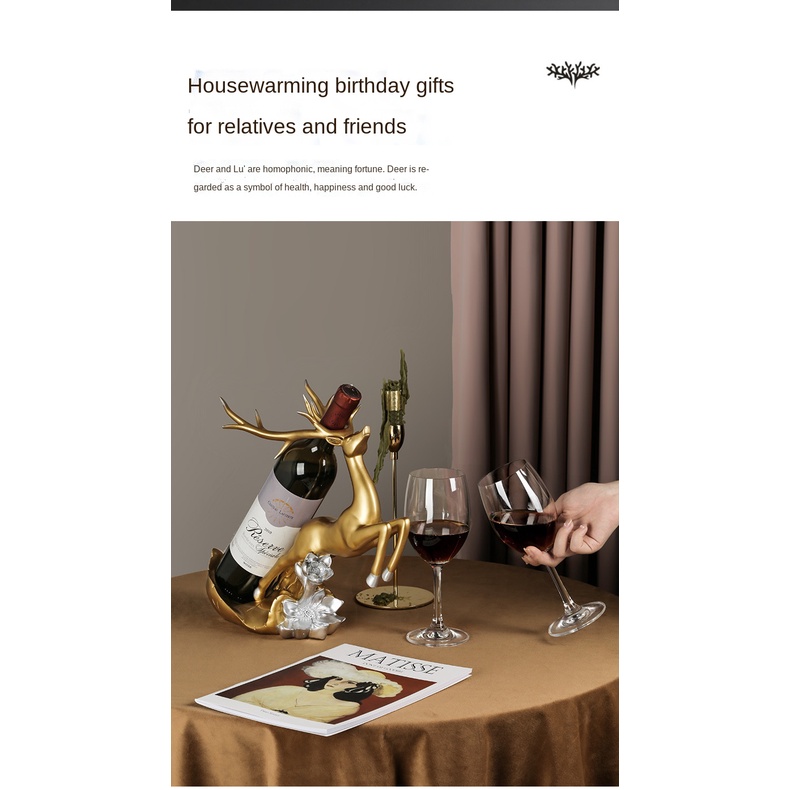 Giá Đỡ Chai Rượu Vang Hình Con Nai Bằng Nhựa Resin Phong Cách Bắc Âu Sang Trọng Dành Cho Trang Trí Phòng Khách