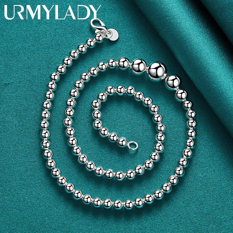 Vòng Cổ Hạt Tròn Bằng Bạc Sterling 925 18 Inch Thời Trang Cho Nam Nữ
