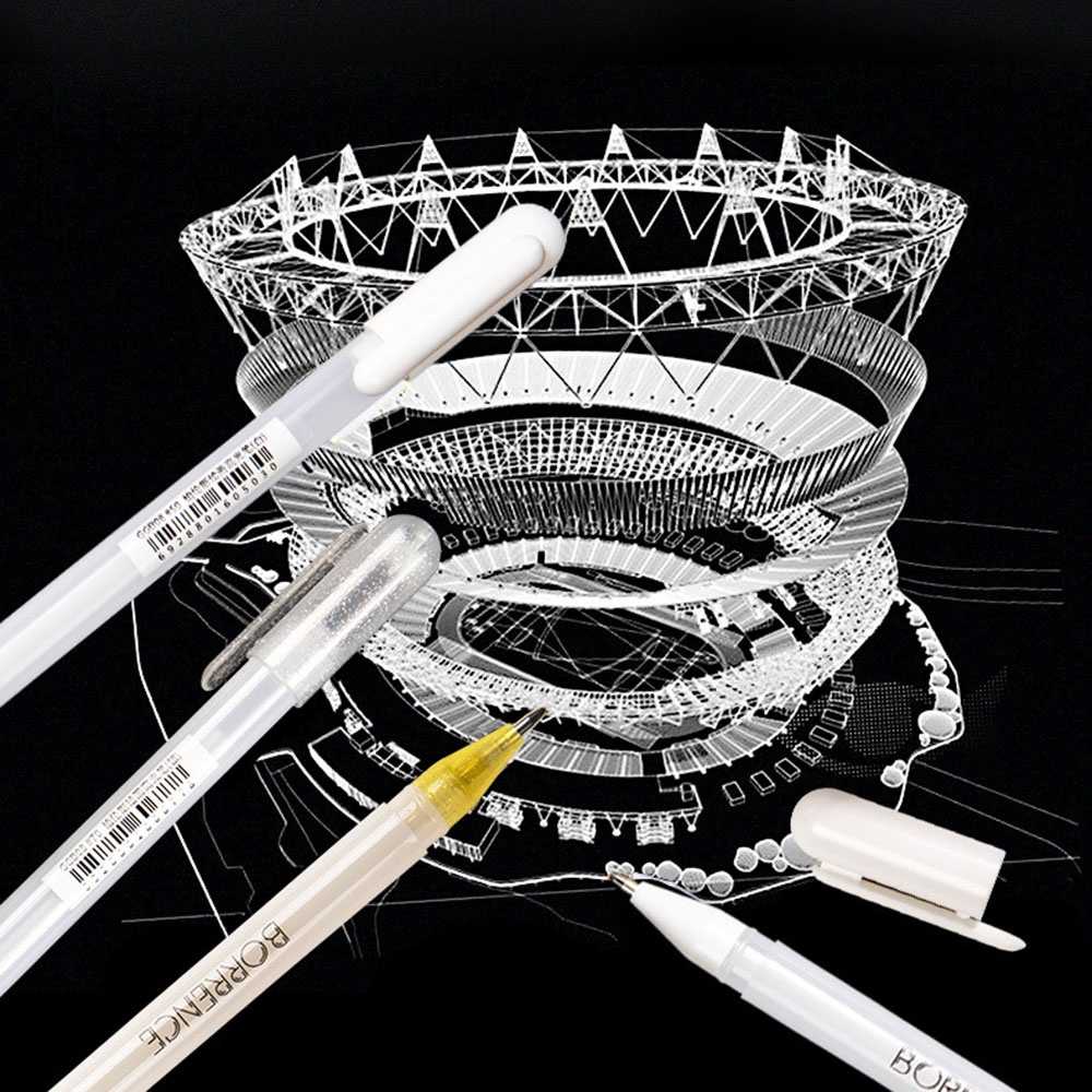 KMIME Bút Mực Gel Trắng Ngòi Mảnh 0.8mm Màu Đen Dành Cho Họa Sĩ Vẽ Phác Thảo