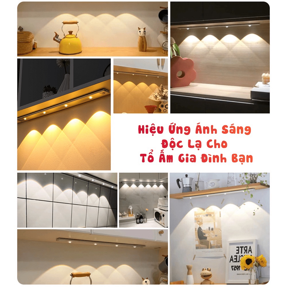 Đèn LED Trang Trí Cảm Biến Chuyển Động Nhiều Màu Hiệu Ứng Độc Đáo Cảm Ứng Mini Siêu Sáng Phòng Ngủ Nhà Bếp