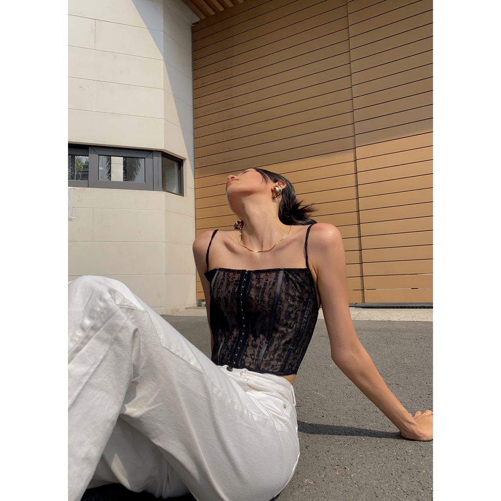 Rennie Top - Áo croptop ren hai  với viền thun co dãn phía sau - THIẾT KẾ BỞI IAMCOCO.OFFICIAL | BigBuy360 - bigbuy360.vn