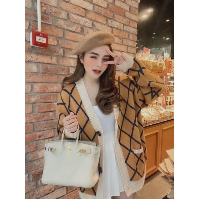 Áo Cadigan/khoác len trám khuy gài có túi tay dài hàng QC | BigBuy360 - bigbuy360.vn