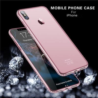 Ốp điện thoại nhám viền đính đá nhiều mẫu mã cho iphone 6 6s 7 8 plus X XR XS MAX