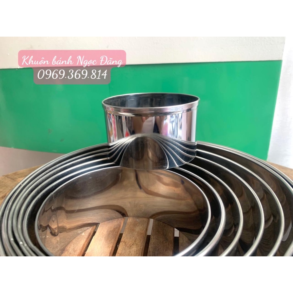 Khuôn Ring Tròn Inox đường kính khuôn từ 10cm đến 30cm cao 6cm. Bánh lạnh, Bánh Mousse, Cheese chanh dây