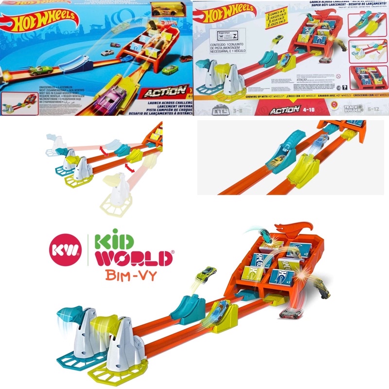 Bộ đường ray đua cơ bản Hot Wheels Launch Across Challenge GBF89.