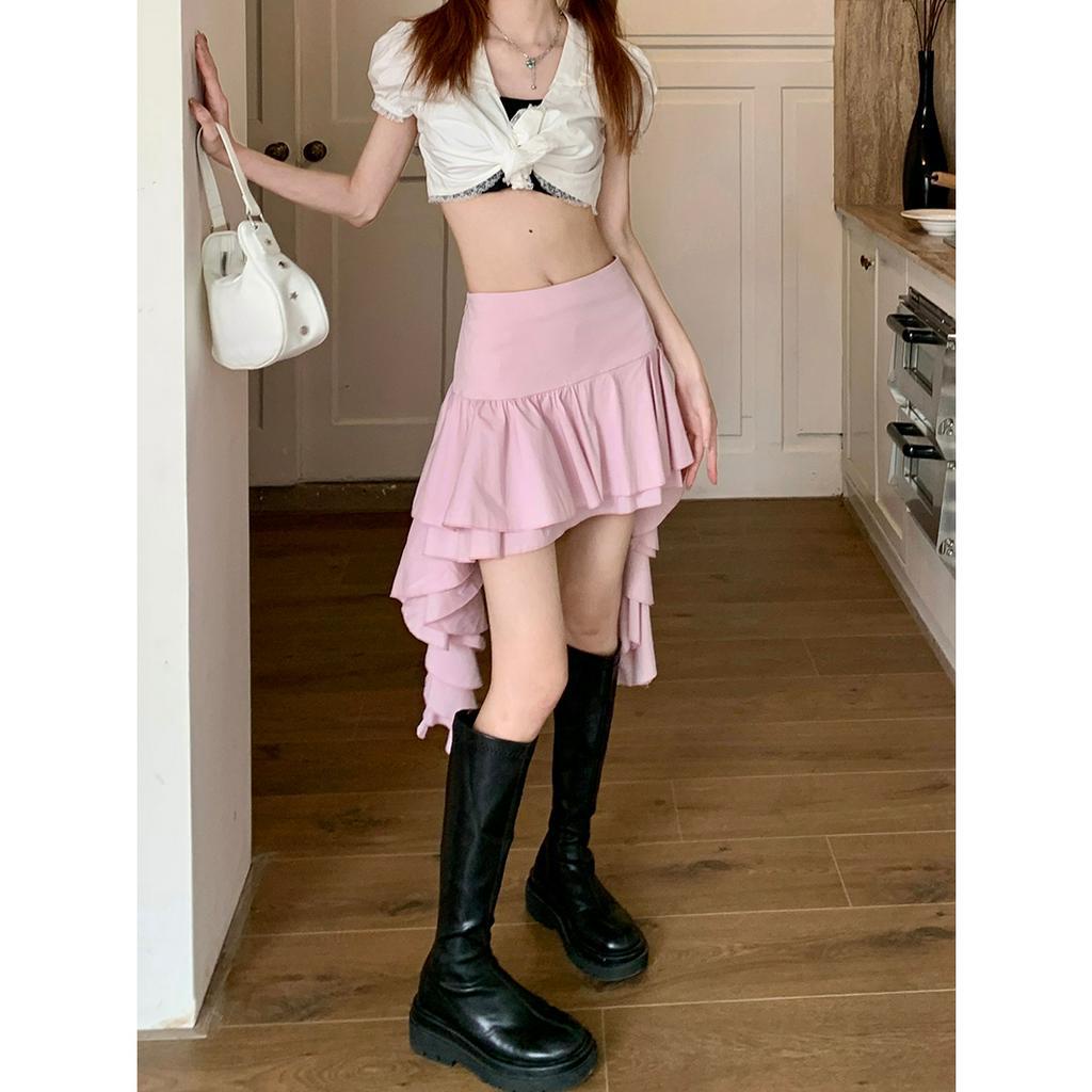 Chân Váy Ngắn Tầng Dáng Ôm Màu Sắc Đơn Giản Thời Trang Cho Nữ