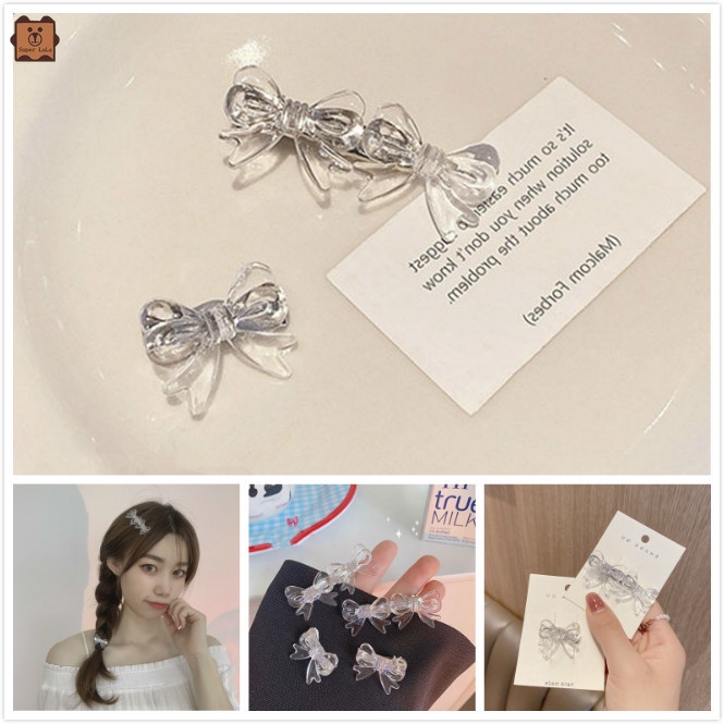 Kẹp Tóc Hình Nơ Trong Suốt Thiết Kế Đơn Giản Thời Trang