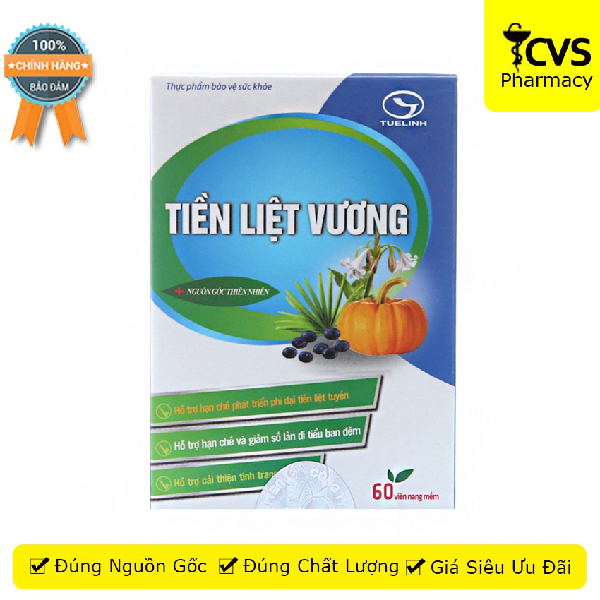 Viên uống Tiền Liệt Vương hộp 60 viên - hỗ trợ u xơ tuyến tiền liệt, giảm triệu chứng rối loạn về tiểu tiện -cvspharmacy