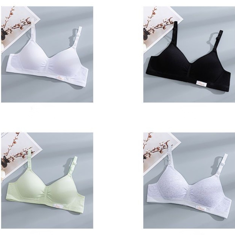 Áo Ngực cotton Màu Trơn Không Gọng Chống Chảy Xệ Cho Nữ Sinh