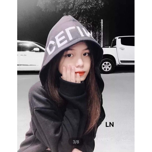 Áo hoodie chữ mũ nỉ cotton in 5D LN12