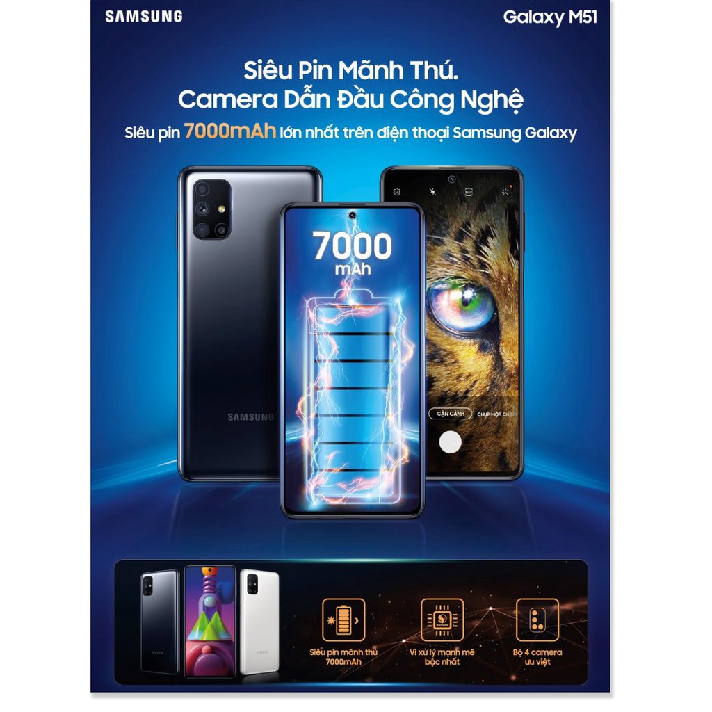 Điện thoại Samsung Galaxy M51 8GB/128GB - Pin khủng 7000mAh - Hàng Chính Hãng - Bảo Hành 12 Tháng