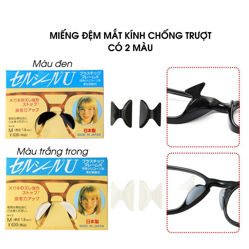 Đệm đỡ mũi chống tuột kính 2 màu, 2 size Emilie eyewear phụ kiện thời trang