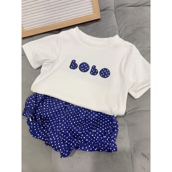 SETG15 Bộ Bé Gái Áo Thun Tăm Quần Bo Chun Chấm Bi Cho Bé 6kg Đến 16kg