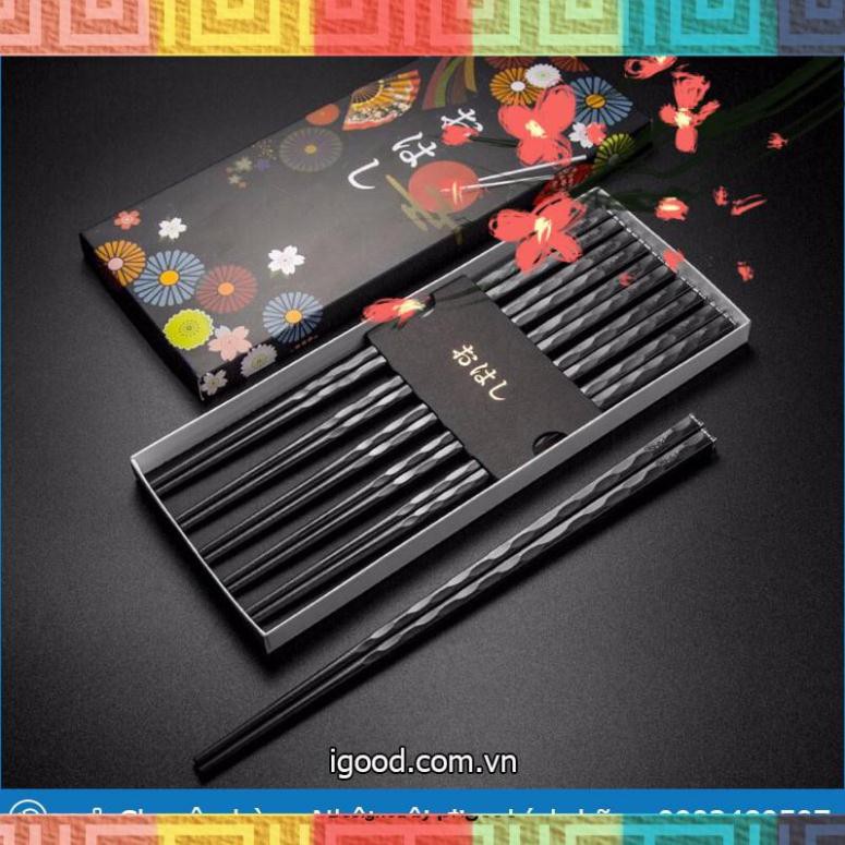 Set 5 đôi đũa kháng khuẩn Shikisai hoa đào Nhật Bản cao cấp