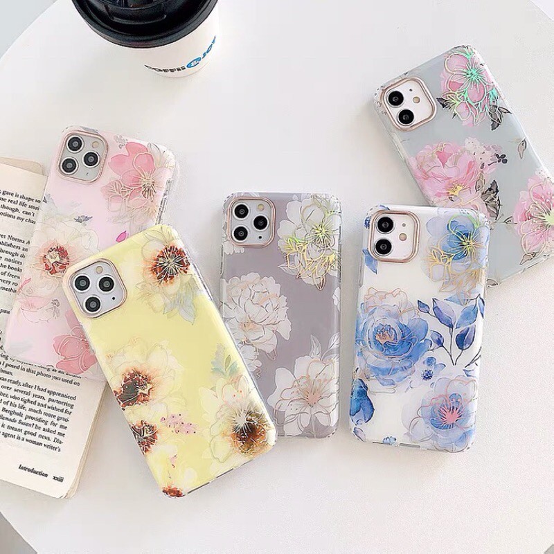 Ốp Lưng Case Iphone Bông Hoa Mạ Vàng Dành Cho 7P/X/11/12/12Promax