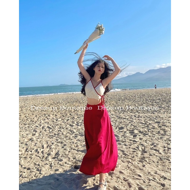 Set áo muslin Hạ Hi + chân váy linen