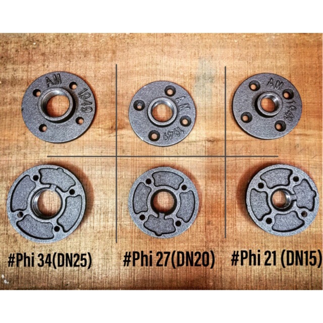 Mặt bích DECO - loại 3 và 4 lỗ chất lượng cao cho ống kẽm: Phi 21(DN15)|27(DN20)|34(DN25)|42(DN32)|48(DN40)