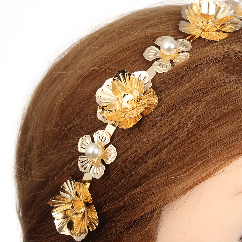 Cài tóc bằng kim loại hình hoa lá đính ngọc trai giả thời trang cho nữ