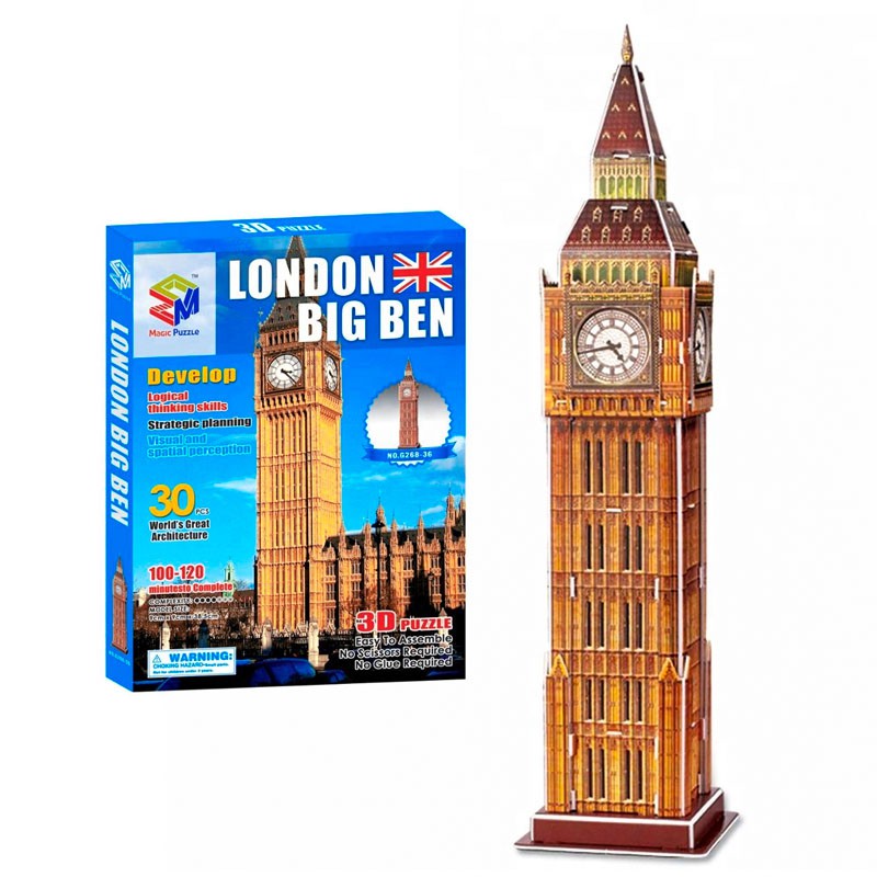 Mô Hình Giấy 3D Magic Puzzle: Tháp Đồng Hồ Big Ben G268-36 [30 Chi Tiết]
