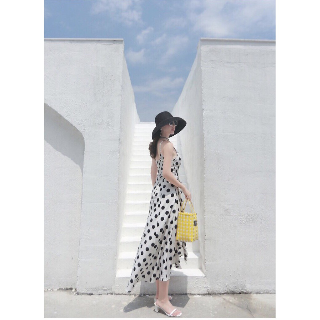 ĐẦM MAXI CHẤM BI 2 DÂY PHỐI BÈO MS346 | BigBuy360 - bigbuy360.vn