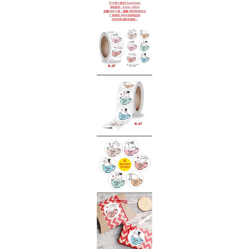 Cuộn 500 nhãn dán sticker thank you