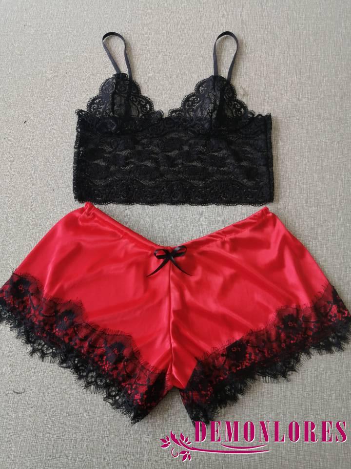 Set Đồ Ngủ Ngắn Phối Ren Thời Trang Cho Nữ
