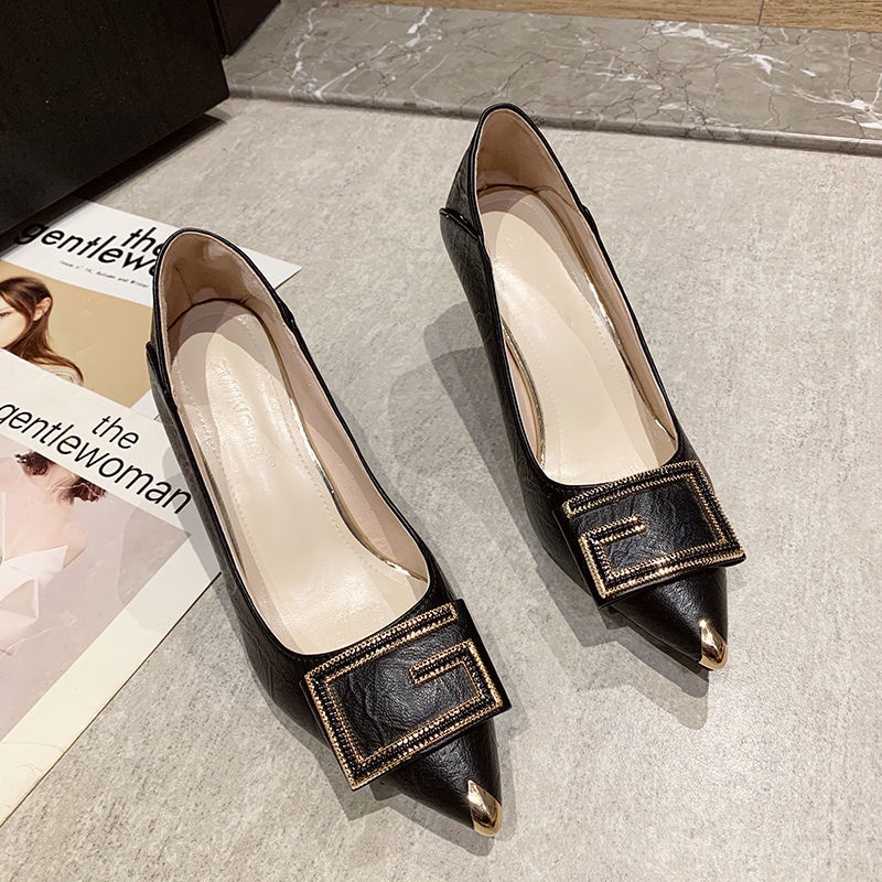 Giày Cao Gót Da Mềm Mũi Nhọn Size Lớn 34-43 Thời Trang Công Sở Cho Nữ 41-42