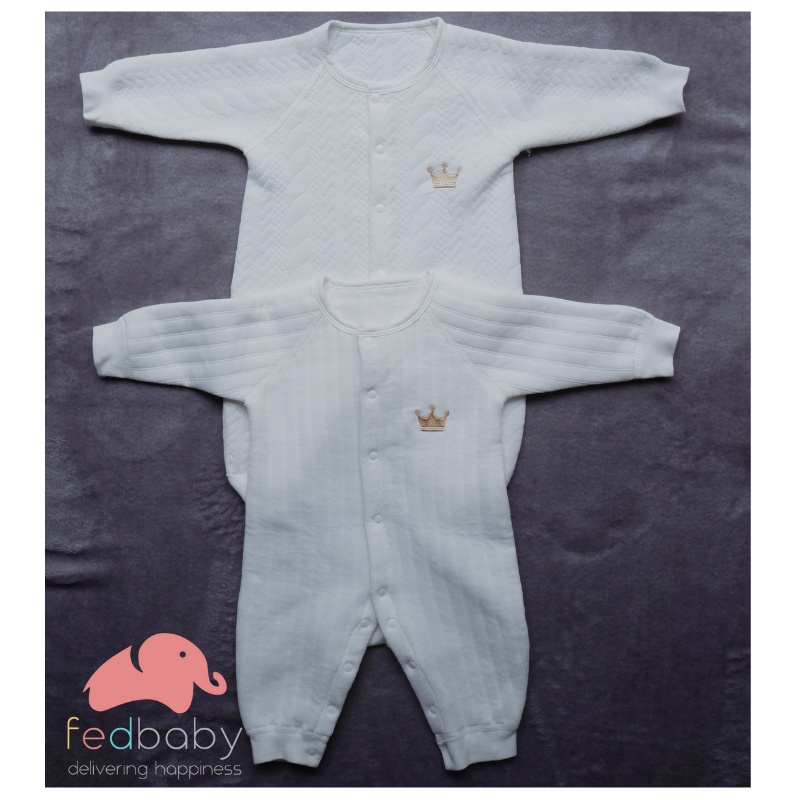 Bộ áo liền quần dành cho bé sơ sinh 0-6 tháng tuổi, thu đông dày dặn thương hiệu Fedbaby