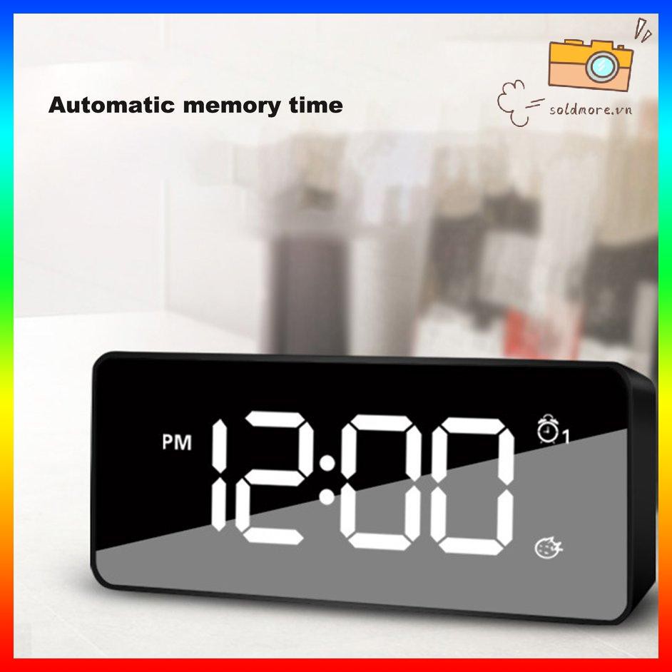 Đồng Hồ Báo Thức Điện Tử Mặt Gương Có Đèn Led Hiển Thị