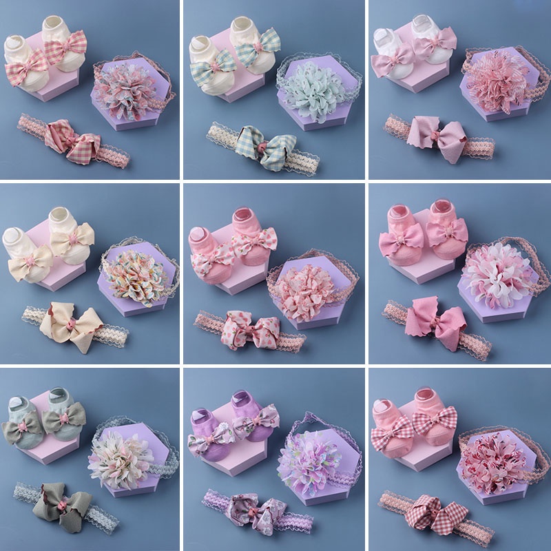 Set 3 Băng Đô Nơ + Vớ Xinh Xắn Dành Cho Bé Gái