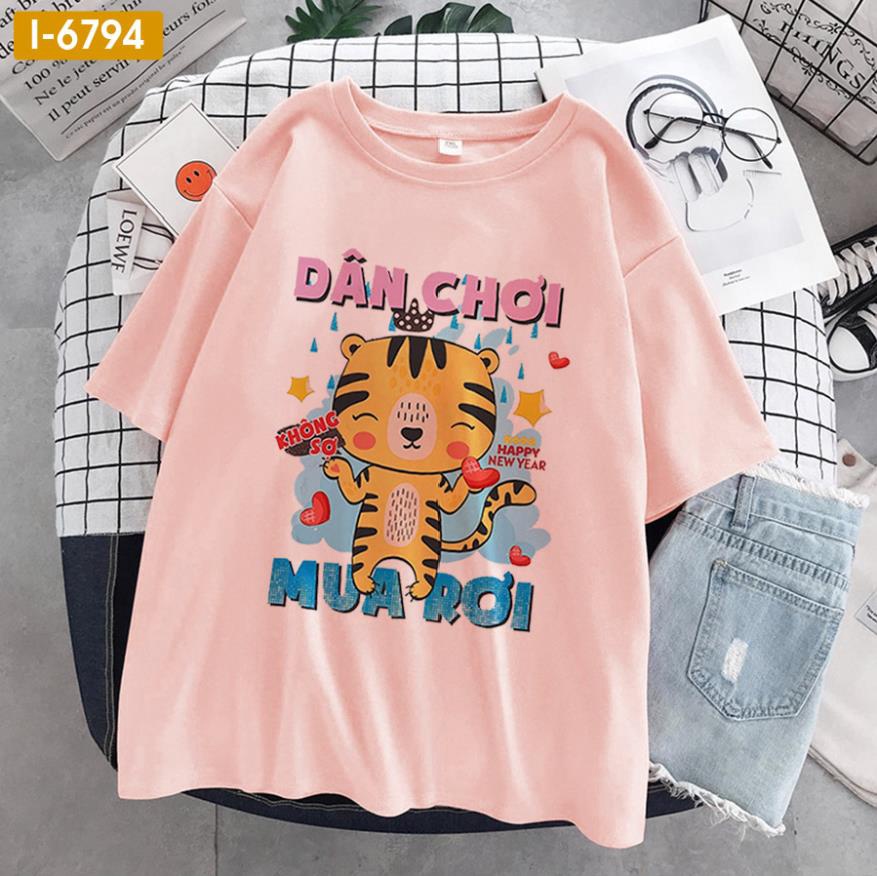 Áo Thun Nữ Unisex Cổ Tròn In Hình Hổ Dân Chơi i-6794 NUTANI
