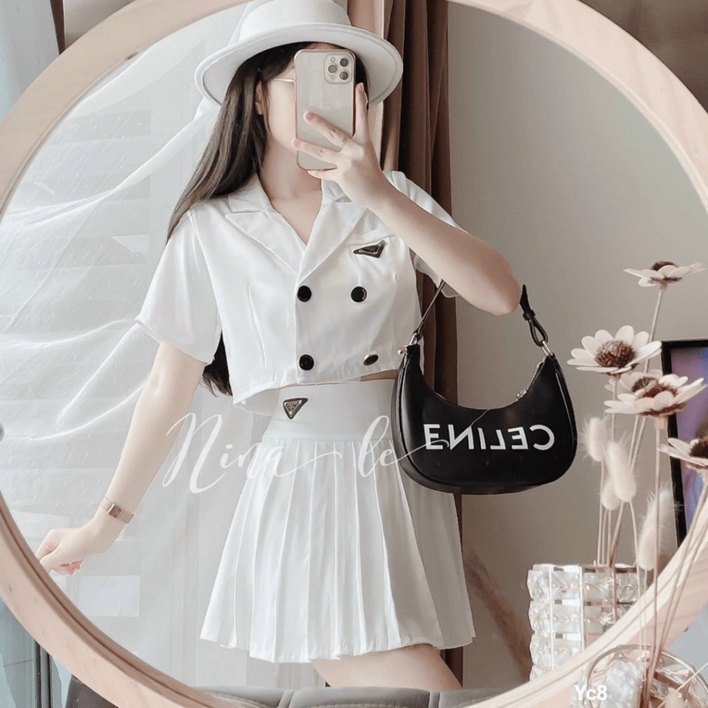 [ HOT COMBO ] SET ĐỒ NỮ ( ÁO TOP, VÁY NGẮN XẾP LY) PHONG CÁCH HÀN QUỐC, THỜI TRANG, SANG TRỌNG, SIÊU XINH XẮN UP