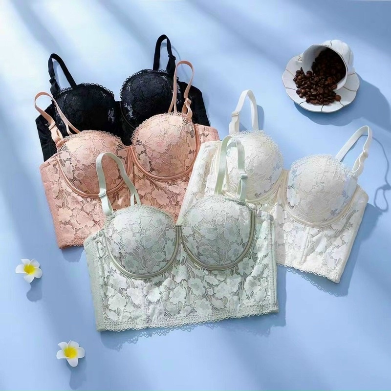 🌴Áo ngực định hình croptop phối ren hoa văn cao cấp