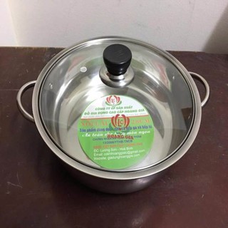 Nồi lẩu inox 28cm hoàng gia nắp kính