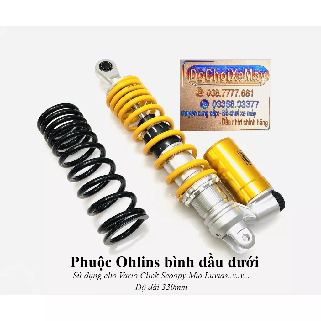 Phuộc sau Ohlins BÌNH DẦU DƯỚI Vario Click Vision Luvias Sh Mode 1.1 tặng kèm lò xo đen. DoChoiXeMayShop