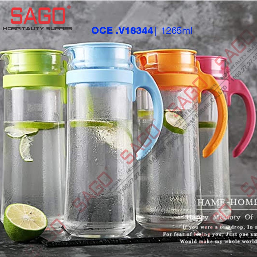 Bình Nước Thủy Tinh Ocean Patio Pitcher 1265ml | Tùy Chọn Màu , Nhập Khẩu Thái Lan