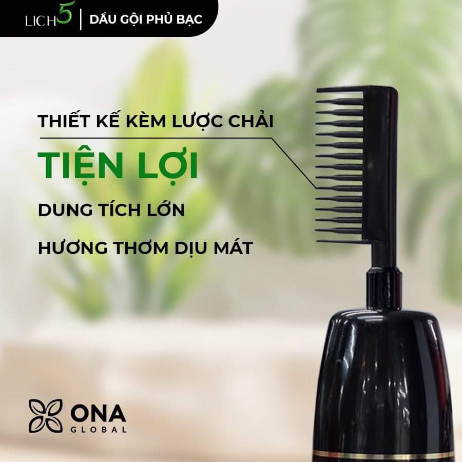 Dầu gội thảo dược phủ bạc đen tóc Lich5 dạng lược- tóc đen mượt sau 5 phút CỎ CÂY HOA LÁ