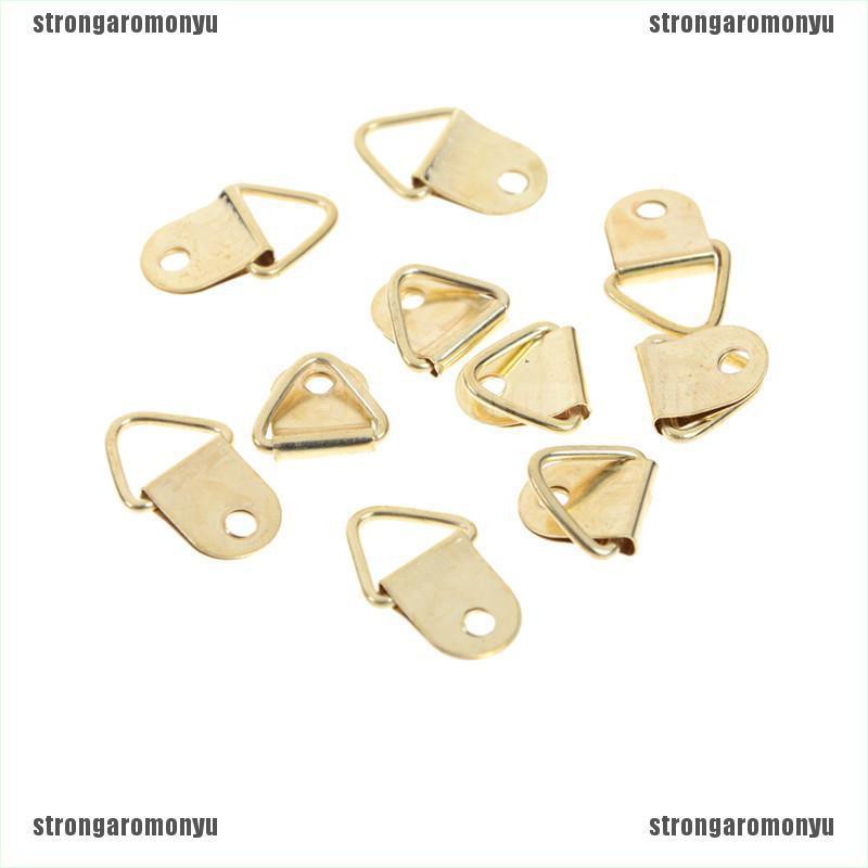 [STR] Set 20 Móc Treo Khung Ảnh Tam Giác Hình Chữ D Bằng Đồng Thau Màu Vàng Kim