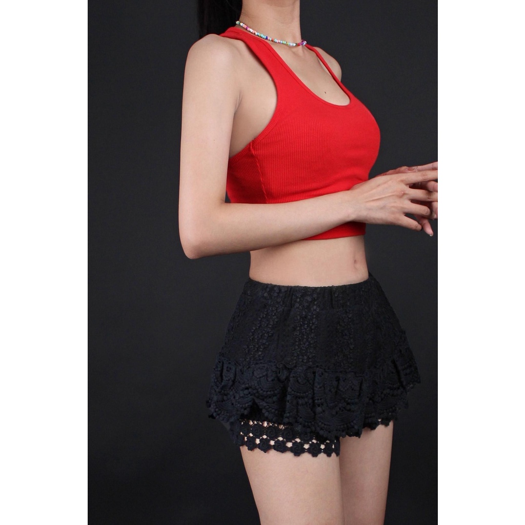 Áo ba lỗ croptop CERA-Y màu đen / màu trắng chất vải bo gân co dãn CRA035