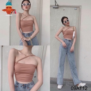 Áo croptop 1 dây lệch vai chất borip