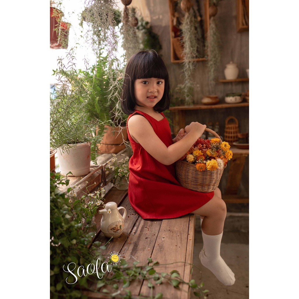 Đầm Bé Gái / Váy Bé Gái Chữ A Cổ Vuông Chất Linen Thoáng Mát Dễ Thương - JADE DRESS - DRL001 - SAOLA KIDS CLOTHING