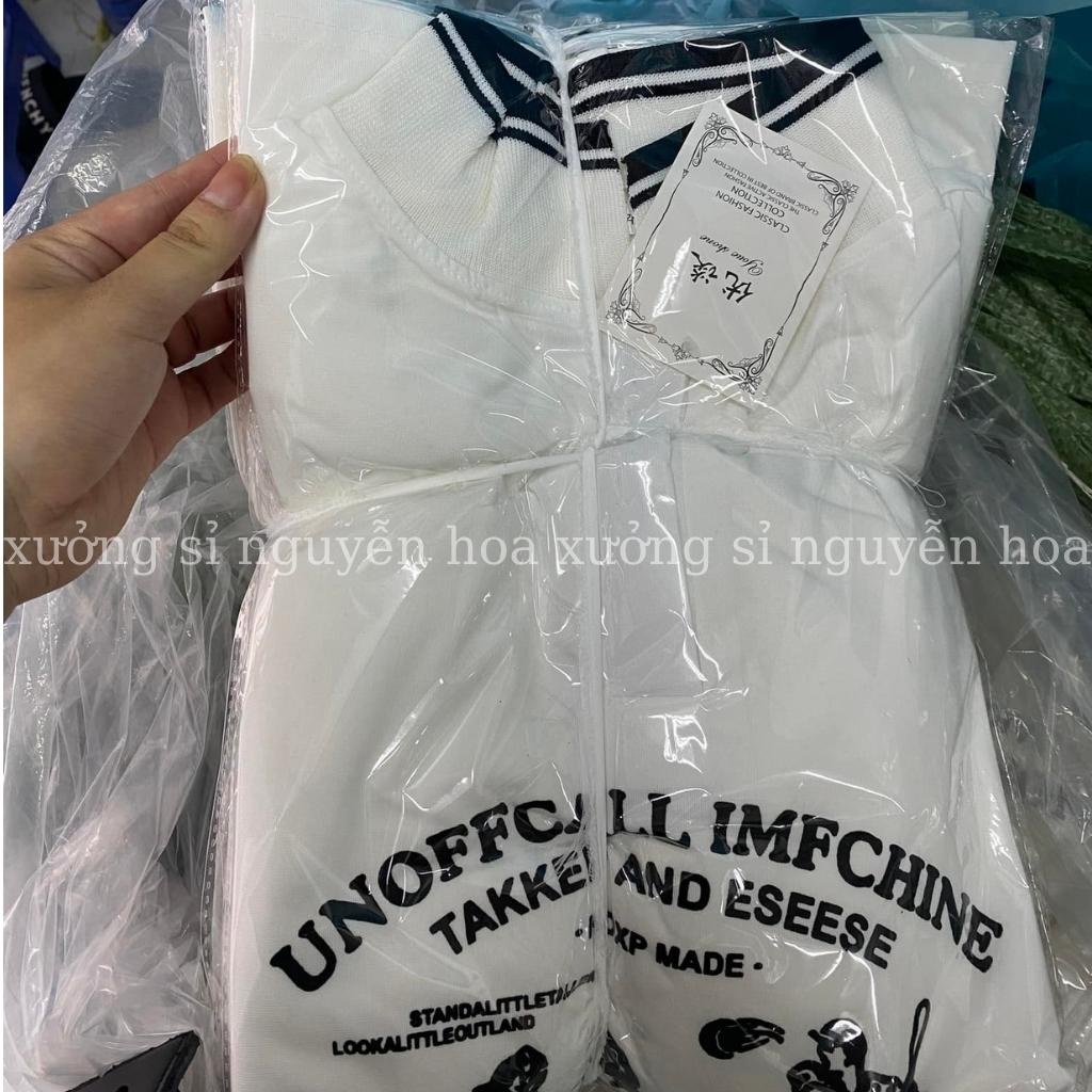 Áo thun polo trắng in chữ UNOFFCALL tay lỡ form dáng rộng unisex nam nữ mặc được phong cách hàn quốc trẻ trung năng động