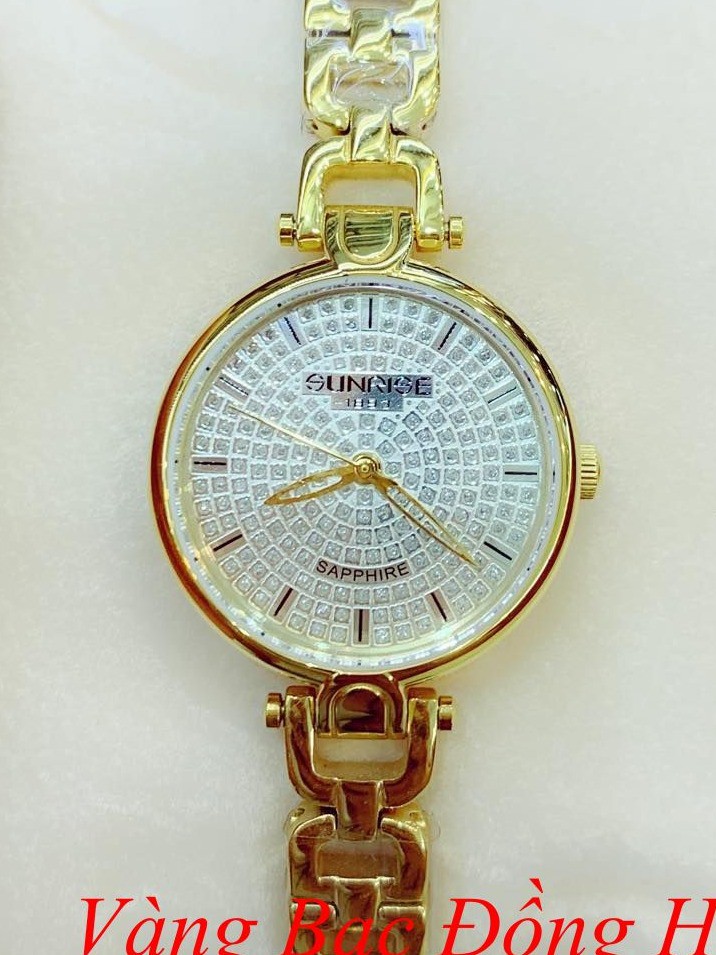 Đồng hồ nữ Hàng nhật bản. quý phái sang trọng kính saphire nguyên khối chống xước chống nước tuyệt đố (màu vàng).