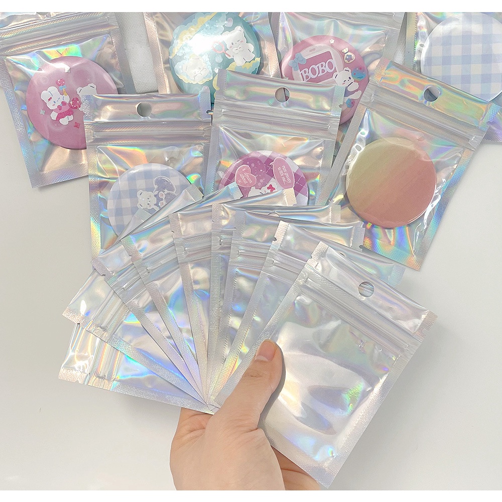 Peach Laser storage bag Self-sealing sealed bag Jewelry necklace ring items storage