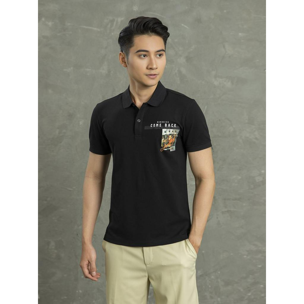 Áo polo nam Aristino  họa tiết phố cổ form ôm  -APS062S1