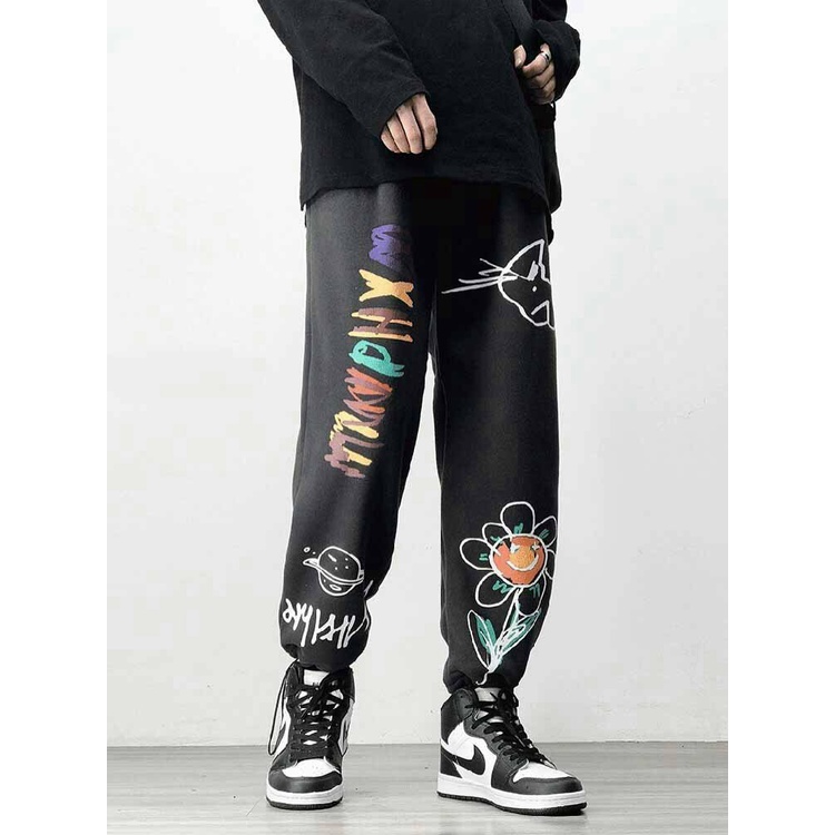 Quần Nỉ Nam Ống Rộng Có Dây Rút Gấu Mặc 2 Kiểu in Zombie Phong Cách Trẻ Trung Hot NEW UNISEX