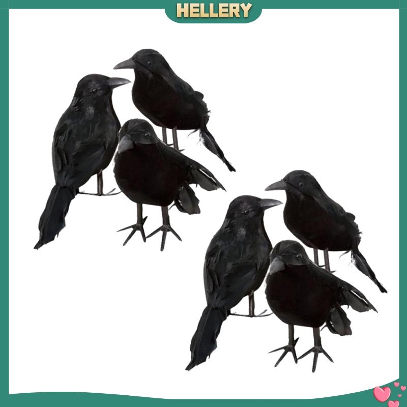 Set 6 Chú Chim Nhồi Bông Màu Đen Dùng Làm Đạo Cụ Hóa Trang Halloween